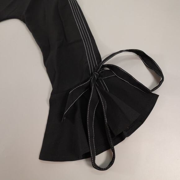 Womens Top Large Black Bell Sleeve Tie Cuff Whimsigoth Fairy Witchy - Picture 11 of 16